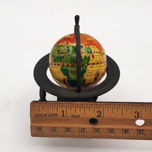 Miniature Diecast Brass Metal World Globe Pencil Sharpener Vintage HONG KONG - Picture 9 of 9